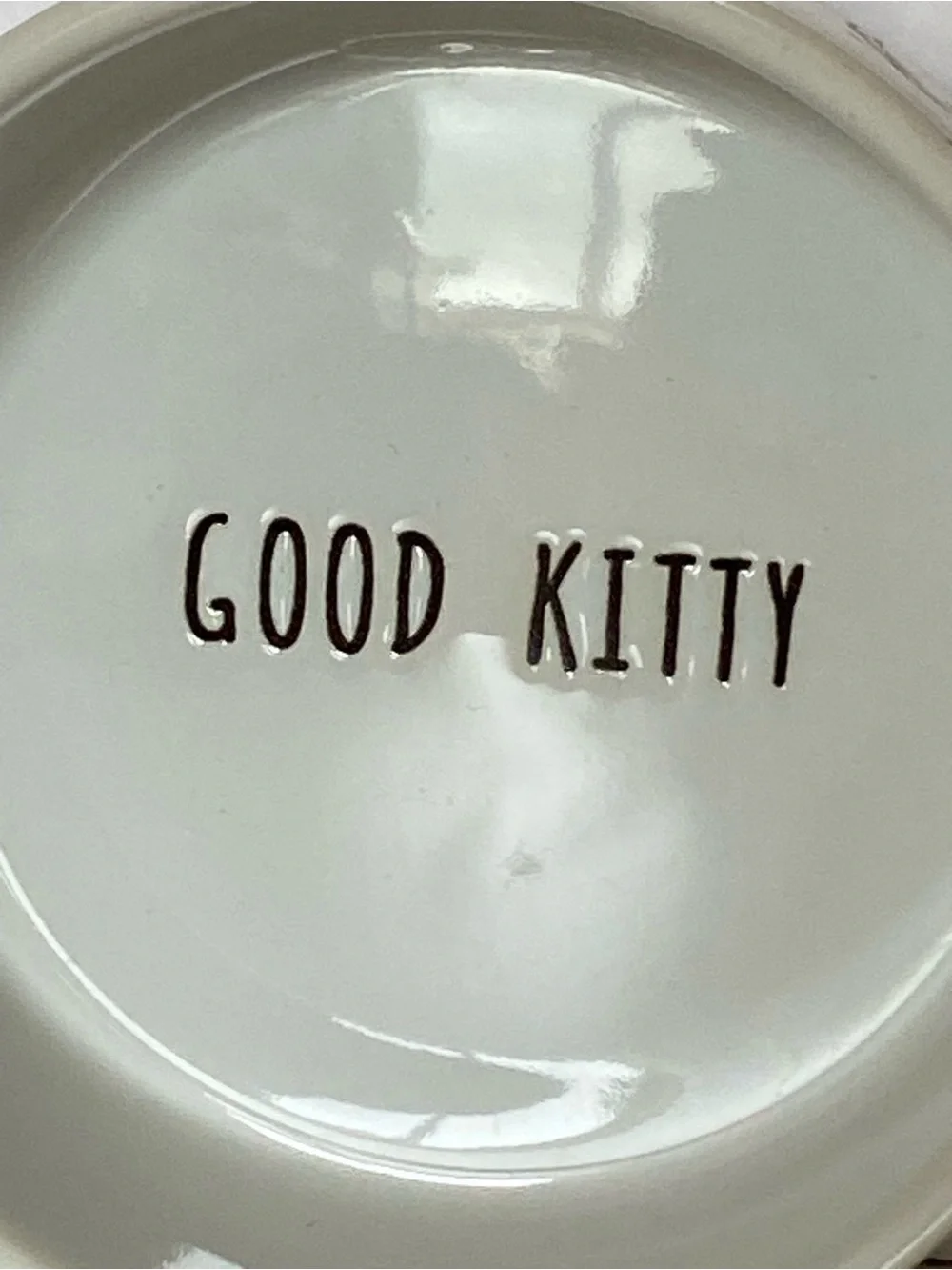 Cat Bowl Food Water Good Kitty White Ceramic 4.5” Embossed Cats All Around EUC